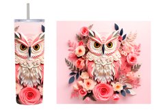 Paper Owl Tumbler Sublimation. 3D Owl Flowers Tumbler Wrap Product Image 2