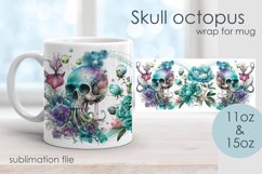 Watercolor skull skeleton spring flower Wrap Mug sublimation Product Image 1