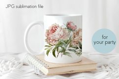 Watercolor flowers peonies Wrap Mug sublimation Product Image 2