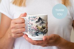 Watercolor mountains waterfall japanese landscape Wrap Mug Product Image 3