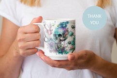 Watercolor skull skeleton spring flower Wrap Mug sublimation Product Image 3
