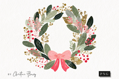 Brush Stroke Christmas Wreath Clipart | Preppy Christmas PNG Product Image 1