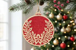 Wreath Christmas Ornament SVG Laser Cut Wood Decoration Product Image 1