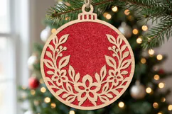 Wreath Christmas Ornament SVG Laser Cut Wood Decoration Product Image 2