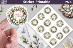 Easter Wreath Sticker | Happy Easter Sticker Printable Product Image 1