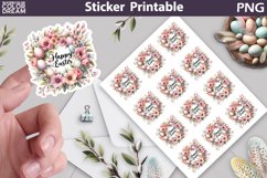Easter Wreath Sticker | Happy Easter Sticker Printable Product Image 1