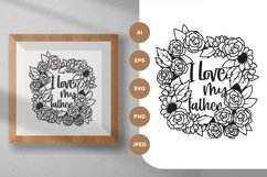 Sunflower and Rose Wreath, I Love My Father Papercut SVG Product Image 1