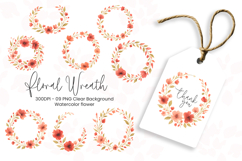 Watercolor floral wreath clipart sublimation png Product Image 1