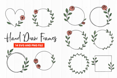 Hand Drawn Floral Frame SVG and PNG Product Image 1