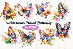 Butterfly with Daisy Flowers PNG Product Image 1