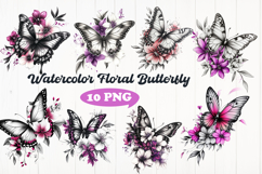 Butterfly with Daisy Flowers PNG Product Image 1
