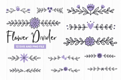 Floral Divider SVG | Decorative Hand Drawn Flower Border Product Image 1
