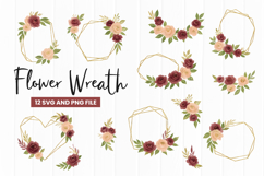 Watercolor floral wreath clipart SVG Product Image 1