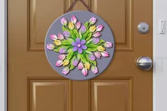3D Mandala Bouquet of tulips. Cut svg Product Image 4