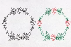 Floral Wreath Svg. Hearts and Leaves Frame Png Clipart. Product Image 6
