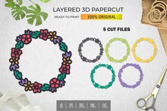 3D Layered Papercut Colorful Spring Floral Wreath Design Product Image 1