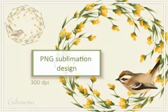 Bird with fowers | Wreath PNG Sublimation design Product Image 1