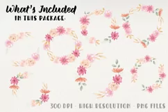 Pink Floral Wreaths Watercolor Wreaths Hand Painted Flowers Product Image 2