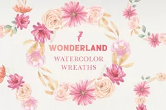 Pink Floral Wreaths Watercolor Wreaths Hand Painted Flowers Product Image 1