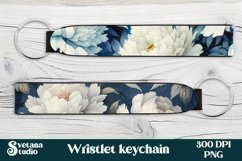 Peonies wristlet keychain | Key fob wristlet sublimation Product Image 1