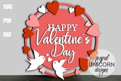 Happy Valentines Day Round Sign SVG | Love Birds Door Hanger Product Image 2