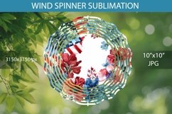 Watercolor 4th July Flowers and American Flag Wind Spinner Product Image 1