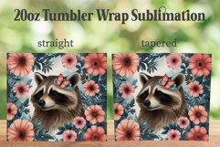 Cute Floral Raccoon 20oz Tumbler PNG, Flower Raccoon Tumbler Product Image 2