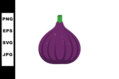Purple Fig Fruit Illustration with Green Stem Vector Graphic Product Image 1