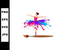 Ballerina Dancing with Colorful Paint Splash Skirt and Paint Product Image 1