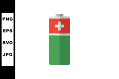 Battery icon with red and green sections and white cross sym Product Image 1