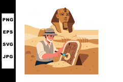 Archaeologist uncovering ancient Egyptian hieroglyphs near G Product Image 1