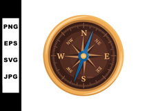 Vintage brown and gold compass navigation instrument vector Product Image 1