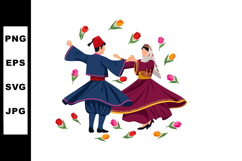 Traditional Turkish Folk Dance Couple in Colorful Costume wi Product Image 1