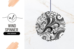 Black And White Abstract Floral Wind Spinner Round Product Image 1