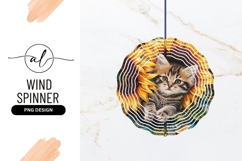 Kitten in Sunflowers Embroidered Background Wind Spinner Product Image 1
