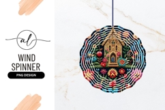 Embroidered House and Floral Elements on Dark Blue Product Image 1