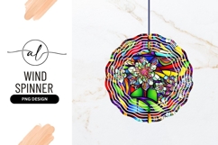 Stained Glass Flowers Wind Spinner Round Png Product Image 1