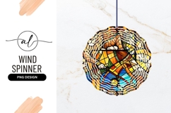 Lion Stained Glass Wind Spinner Round Png Product Image 1