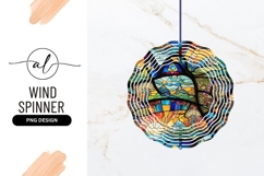 Stained Glass Landscape Round Wind Spinner Png Product Image 1