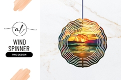 Tropical sunset round wind spinner png design Product Image 1