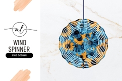 Blue and yellow sunflower round wind spinner png design Product Image 1
