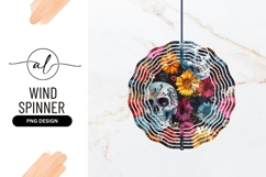 Colorful sugar skull and flower wind spinner png design Product Image 1
