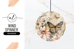 Vintage butterfly and flowers round wind spinner png design Product Image 1