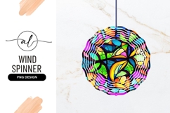 Vibrant Stained Glass Wind Spinner Round Png Product Image 1
