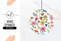 Embroidered Colorful Flowers Round Wind Spinner Design Product Image 1