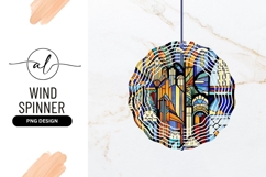 Architectural Stained Glass Colorful Wind Spinner Round Product Image 1
