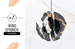 Round Wind Spinner Black White Gold Marble Product Image 1