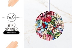 Hibiscus Floral Stained Glass Round Wind Spinner Product Image 1