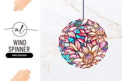 Stained Glass Floral Round Wind Spinner Design Product Image 1