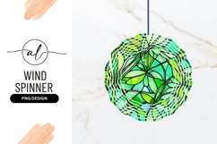 Green Leaves Stained Glass Round Wind Spinner Product Image 1